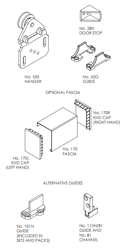 Surface Sliding: Wardrobe Single 50 For Top Hung Sliding Wardrobe Panels. Max 50kg Each