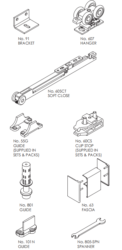 Surface Sliding: Single Run 60 For Top Hung Sliding Panels. Max 60kg Each
